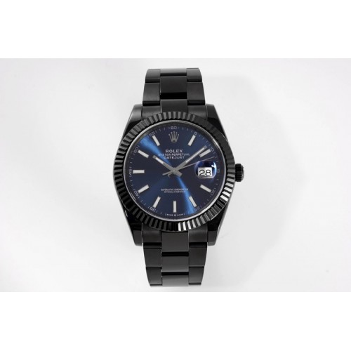 Rolex DateJust 41MM 126334 Blaken DLC VRF 1:1 Best Edition Blue Dial Sticks Markers on DLC Jubilee Bracelet A3235