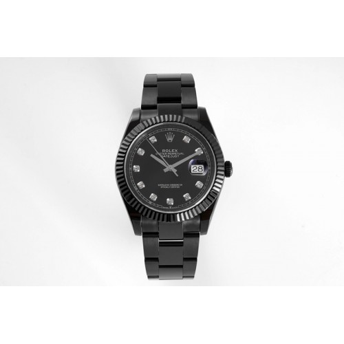 Rolex DateJust 41MM 126334 Blaken DLC VRF 1:1 Best Edition Black Dial Diamonds Markers on DLC Jubilee Bracelet A3235