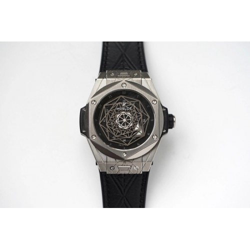 Hublot Big Bang Unico Sang Bleu Titanium HBF Skeleton Dial on Black Gummy Strap HUB1213
