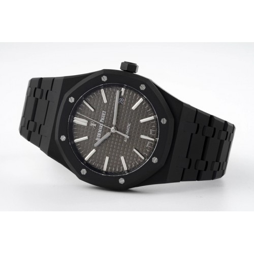Audemars Piguet Royal Oak 41mm 15400 DLC ZF 1:1 Best Edition Gray Textured Dial on SS Bracelet A3120 (Free Box)