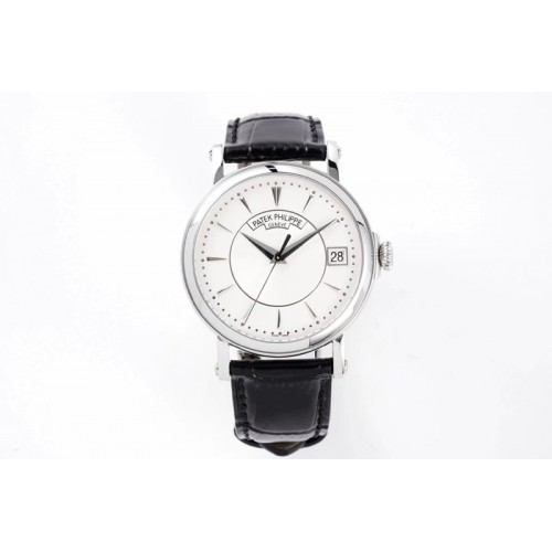 Patek Philippe Calatrava 5153G-010 SS ZF 1:1 Best Edition White textured dial on Black Leather Strap A324CS Patek Philippe Calatrava 5153G-010 SS ZF 1:1 Best Edition White textured dial on Black Leather Strap A324CS