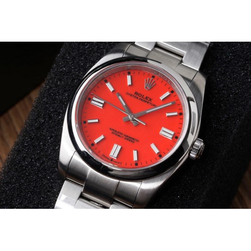 Rolex Oyster Perpetual 126000 36mm KRF 1:1 Best Edition 904L Steel Red Dial A2824 Rolex Oyster Perpetual 126000 36mm KRF 1:1 Best Edition 904L Steel Red Dial A2824