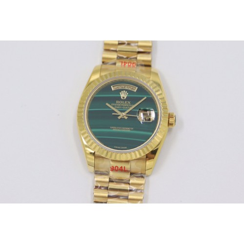 Rolex Day Date 36 YG DDF Best Edition Green Stone Dial on YG Bracelet A2836
