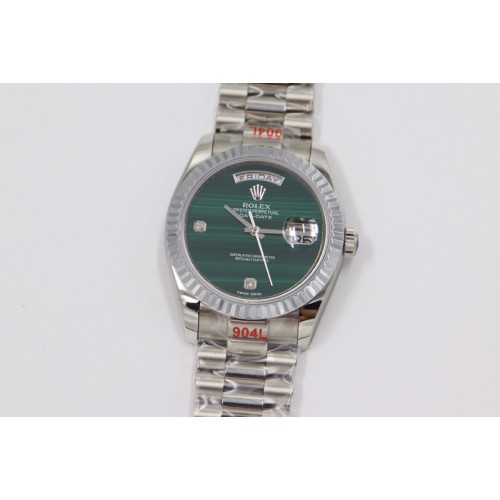 Rolex Day Date 36 SS DDF Best Edition Green Stone Dial on SS Bracelet A2836