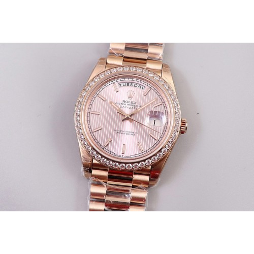 Rolex Day-Date 40mm 228239 EWF Best Edtion RG Diamond Bezel Pink Dial President Bracelet A3255