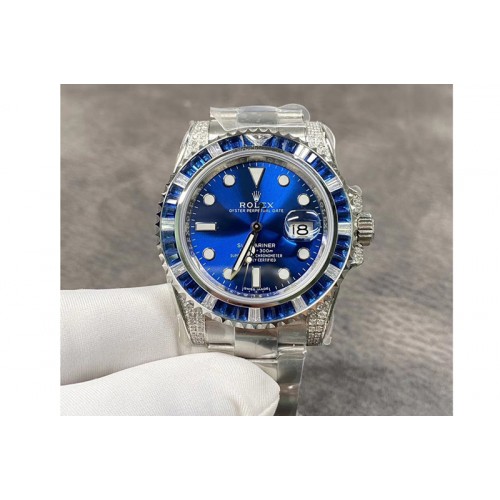 Rolex Submariner Blue Diamonds Bezel SS GSF Best Edition Blue Dial on SS Bracelet A2824 Rolex Submariner Blue Diamonds Bezel SS GSF Best Edition Blue Dial on SS Bracelet A2824