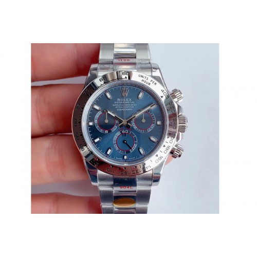 Rolex Daytona 116509 SS Noob 1:1 Best Edition 904L SS Case and Bracelet Blue Dial SA4130 V3