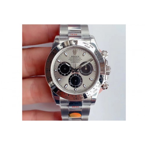 Rolex Daytona 116509 SS Noob 1:1 Best Edition 904L SS Case and Bracelet Gray/Black Dial SA4130 V3