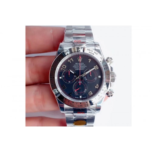 Rolex Daytona 116509 SS Noob 1:1 Best Edition 904L SS Case and Bracelet Black Dial SA4130 V3
