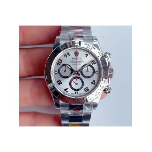 Rolex Daytona 116509 SS Noob 1:1 Best Edition 904L SS Case and Bracelet Silver Dial SA4130 V3