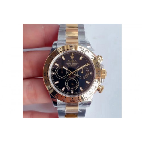 Rolex Daytona 116503 YG/SS Two Tone Noob 1:1 Best Edition 904L SS Case and Bracelet Black Dial SA4130