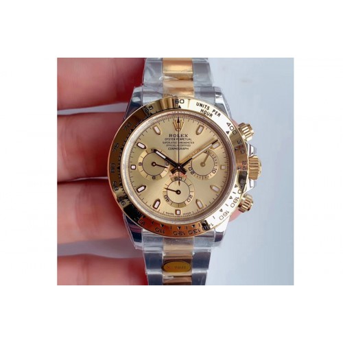 Rolex Daytona 116503 YG/SS Two Tone Noob 1:1 Best Edition 904L SS Case and Bracelet Gold Dial SA4130