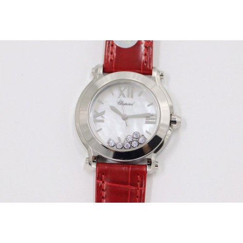 Chopard Happy Sport Mini SS ZF MOP Dial on Red Leather Strap Swiss ETA 955.112 Chopard Happy Sport Mini SS ZF MOP Dial on Red Leather Strap Swiss ETA 955.112