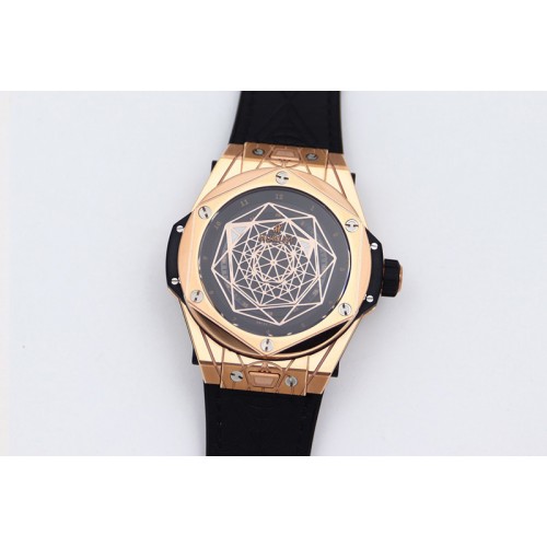 Hublot Big Bang Unico Sang Bleu RG HBF Skeleton Dial on Black Gummy Strap HUB1213