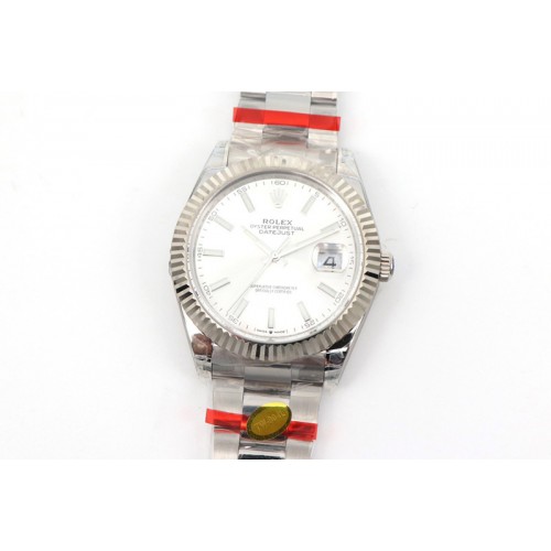 Rolex DateJust 41 126334 SS TW 1:1 Best Edition White Dial Stick Markers on Oyster Bracelet A3135 Clone