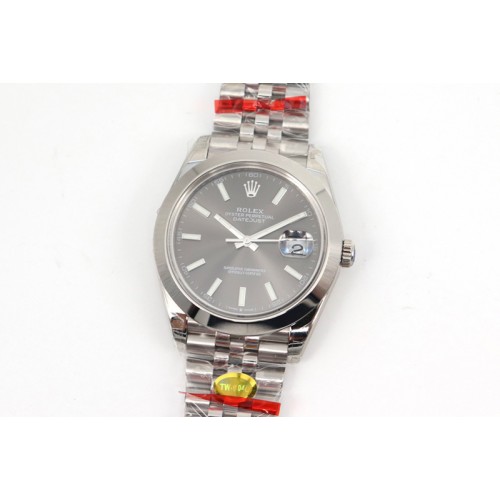 Rolex DateJust 41 126334 SS TW 1:1 Best Edition Gray Dial Stick Markers on Jubilee Bracelet A3135 Clone