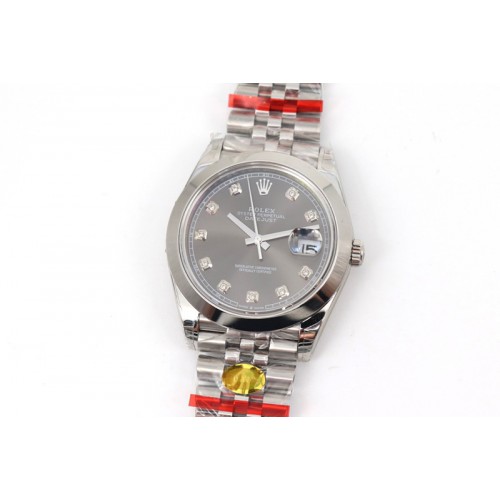 Rolex DateJust 41 126334 SS TW 1:1 Best Edition Gray Dial Diamond Markers on Jubilee Bracelet A3135 Clone