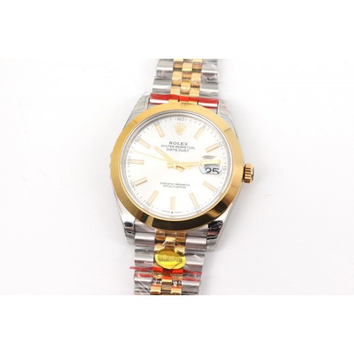 Rolex DateJust 41 126334 SS/YG TW 1:1 Best Edition White Dial Stick Markers on Jubilee Bracelet A3235 Clone