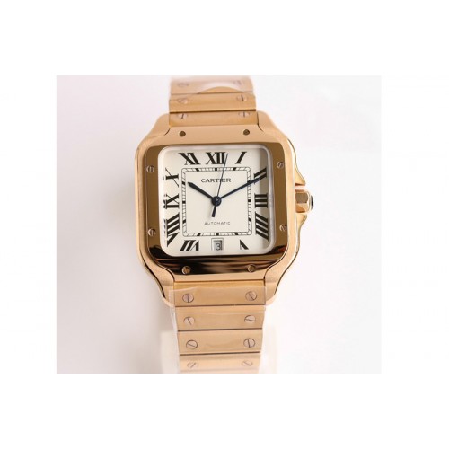 Santos de Cartier 40mm RG GF 1:1 Best Edition White Dial on RG SmartLinks Bracelet MIYOTA 9015 V2 (Free Leather)