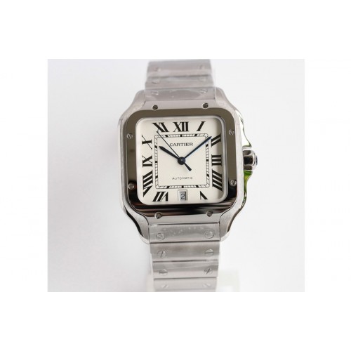 Santos de Cartier 40mm SS GF 1:1 Best Edition White Dial on SS SmartLinks Bracelet MIYOTA 9015 V2 (Free Leather)