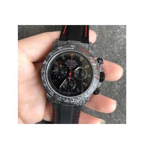 Rolex Daytona DIW Carbon Noob 1:1 Best Edition Black Dial on Black Nylon Strap SA4130