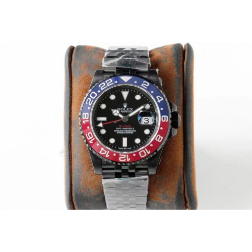 Rolex Blaken GMT Master II BLRO Pepsi Red/Blue Ceramic Bezel PVD Black GS A3186