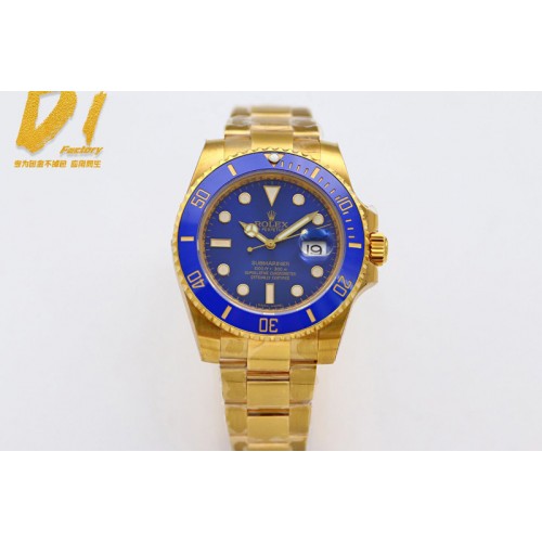 Rolex Submariner 116618 LB D1F Best Edition YG Wrapped Blue Dial on YG Wrapped Bracelet A2836