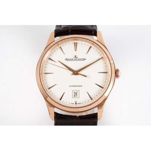 Jaeger-LeCoultre Master 1288420 RG ZF 1:1 Best Edition Ivory White Dial on Brown Leather Strap A899/1 Jaeger-LeCoultre Master 1288420 RG ZF 1:1 Best Edition Ivory White Dial on Brown Leather Strap A899/1
