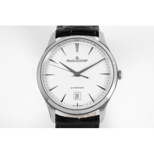 Jaeger-LeCoultre Master 1288420 SS ZF 1:1 Best Edition Silver Dial on Black Leather Strap A899/1