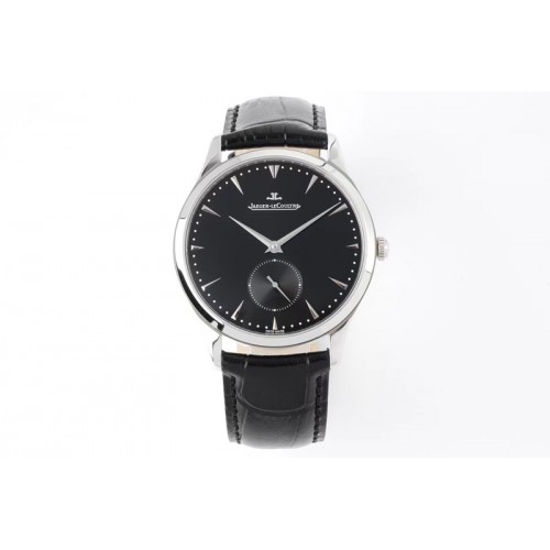 Jaeger-LeCoultre Master Ultra Thin Small Second SS ZF 1:1 Best Edition Black Dial on Black Leather Strap A896