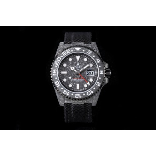 Rolex GMT DIW Carbon OMF Best Edition All Black Black Dial on Black Nylon Strap SA3186 CHS