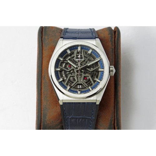 Zenith Defy Classic LF 1:1 Best Edition Skeleton Blue Dial on Blue Gummy Strap A2892 Zenith Defy Classic LF 1:1 Best Edition Skeleton Blue Dial on Blue Gummy Strap A2892