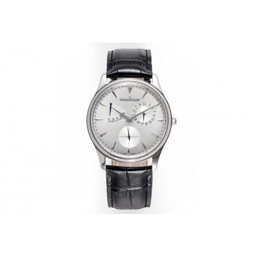 Jaeger-LeCoultre Master Ultra Thin R�serve de Marche SS ZF 1:1 Best Edition White Dial on Black Leather Strap SA938 V3