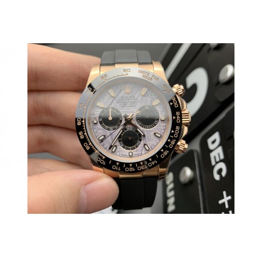 Rolex Daytona 116518 EWF 1:1 Best Edition 904L Steel Meteorite/Black Dial on Oysterflex Strap A7750