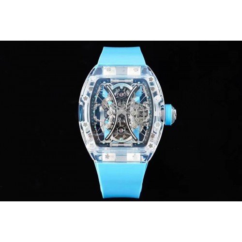 Richard Mille RM 53-01 Transparent Case Real Tourbillon Pablo Mac Donough RMT Best Edition on Blue Rubber Strap Richard Mille RM 53-01 Transparent Case Real Tourbillon Pablo Mac Donough RMT Best Edition on Blue Rubber Strap