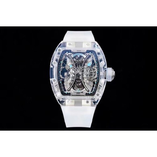 Richard Mille RM 53-01 Transparent Case Real Tourbillon Pablo Mac Donough RMT Best Edition on White Rubber Strap Richard Mille RM 53-01 Transparent Case Real Tourbillon Pablo Mac Donough RMT Best Edition on White Rubber Strap