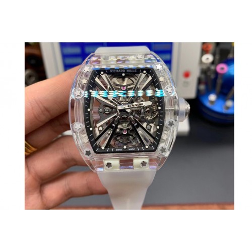 Richard Mille RM012 Transparent Tourbillon RMF Best Edition Skeleton Dial on White Rubber Strap