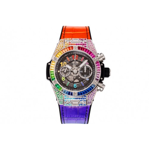 Hublot Big Bang Unico Rainbow King SS 45mm ZF 1:1 Best Edition on Rainbow Gummy Strap A1280