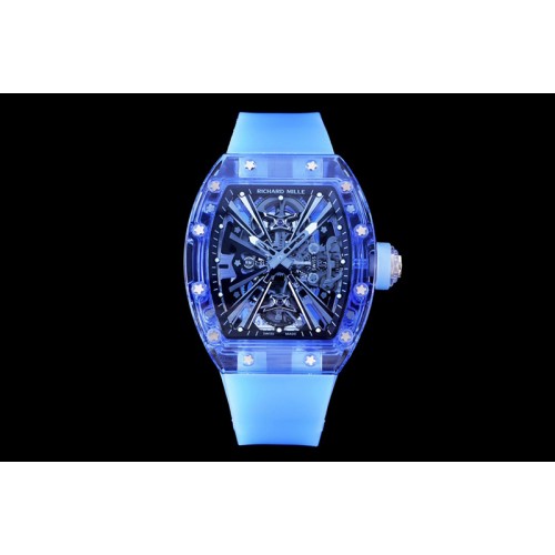 Richard Mille RM012 Blue Transparent Tourbillon RMF Best Edition Skeleton Dial on Blue Rubber Strap Richard Mille RM012 Blue Transparent Tourbillon RMF Best Edition Skeleton Dial on Blue Rubber Strap