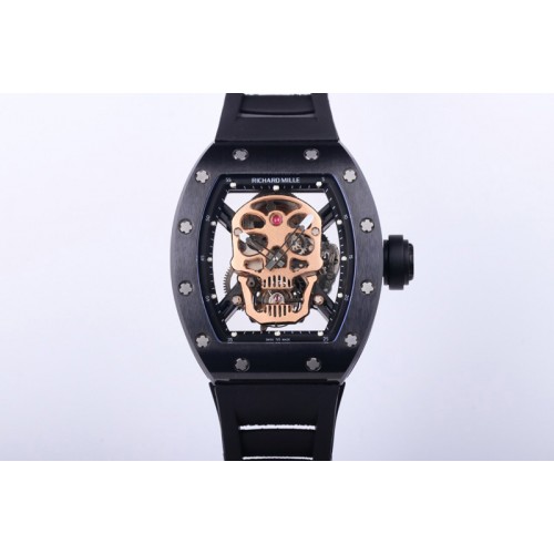 Richard Mille RM052 Skull Black Ceramic Real Tourbillon 3KF 1:1 Best Edition Skull Dial on Black Rubber Strap Richard Mille RM052 Skull Black Ceramic Real Tourbillon 3KF 1:1 Best Edition Skull Dial on Black Rubber Strap