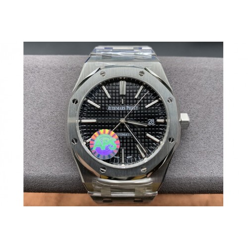 Audemars Piguet Royal Oak 41mm 15400 SS APSF 1:1 Best Edition Black Textured Dial on SS Bracelet A3120 Super Clone