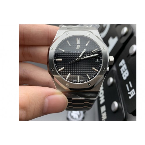 Audemars Piguet Royal Oak 41mm 15500 SS ZF 1:1 Best Edition Black Textured Dial on SS Bracelet A4302 V2