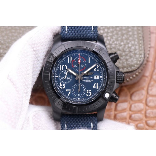 Breitling Avenger Chrono PVD Titanium TF 1:1 Best Edition Blue Dial on Blue Nylon Strap A7750
