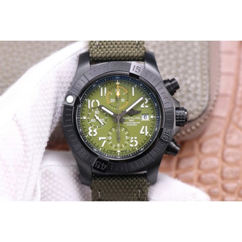 Breitling Avenger Chrono PVD Titanium TF 1:1 Best Edition Green Dial on Green Nylon Strap A7750