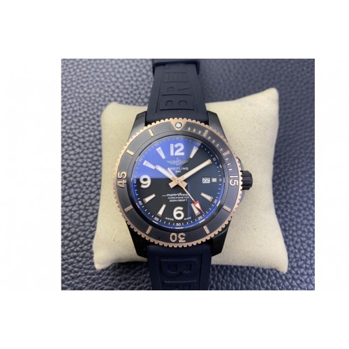 Breitling Superocean Automatic 46mm TF 1:1 Best Edition PVD Titanium Black Dial  Black Rubber Strap A2824