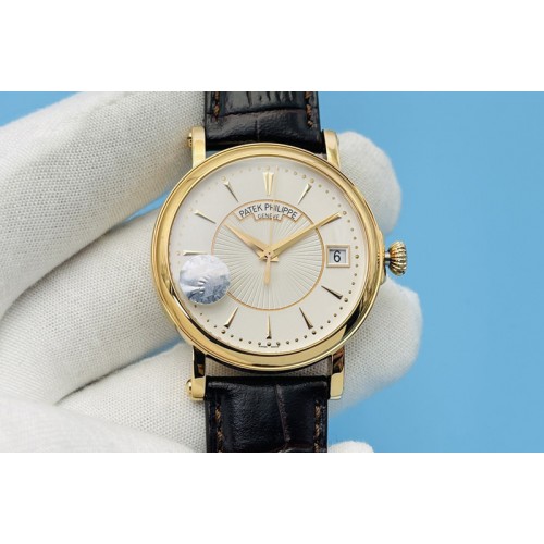 Patek Philippe Calatrava 5153 YG ZF 1:1 Best Edition White Dial on Brown Leather Strap A324CS Patek Philippe Calatrava 5153 YG ZF 1:1 Best Edition White Dial on Brown Leather Strap A324CS