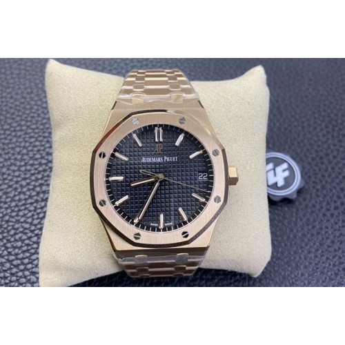 Audemars Piguet Royal Oak 41mm 15500 RG ZF 1:1 Best Edition Black Textured Dial on RG Bracelet A4302 V2