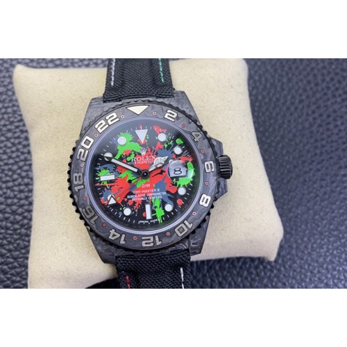 Rolex GMT DIW Carbon V6F 1:1 Best Edition Green/Red Dial on Black Nylon Strap VR3186 CHS