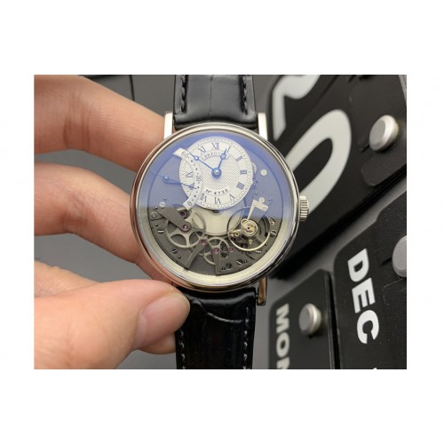Breguet Tradition 7097BB SS ZF 1:1 Best Edition White/Gray Dial on Black Leather Strap A505