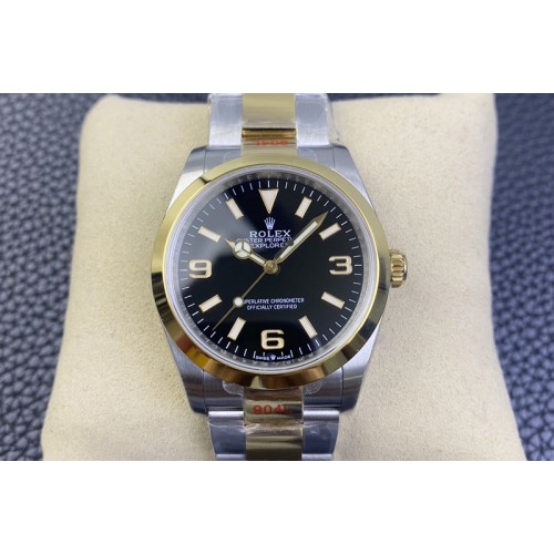 Rolex Explorer 124273 36mm 904L Steel JDF 1:1 Best Edition Black Dial on SS/YG Bracelet VR3230